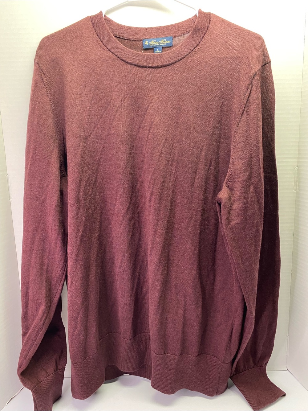 Brooks Brothers Merino Crewneck Sweater in Burgundy